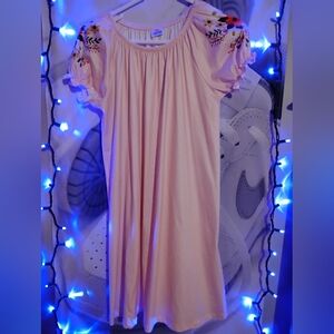 SHEIN Pink Kids Dress with Floral Embroidery